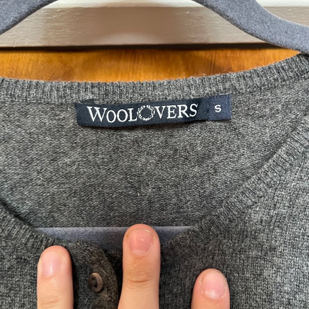 WoolOvers Gray Button Cardigan Merino Wool Cashmere Blend Size Small - Picture 3 of 4